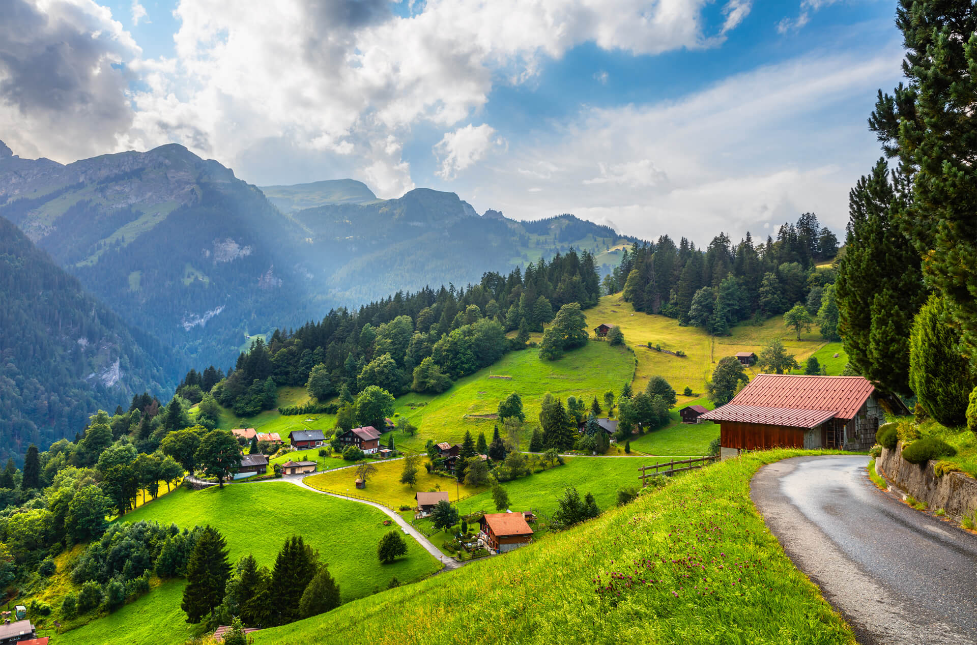 Wengen village in Swiss Alps Bernese Oberland
